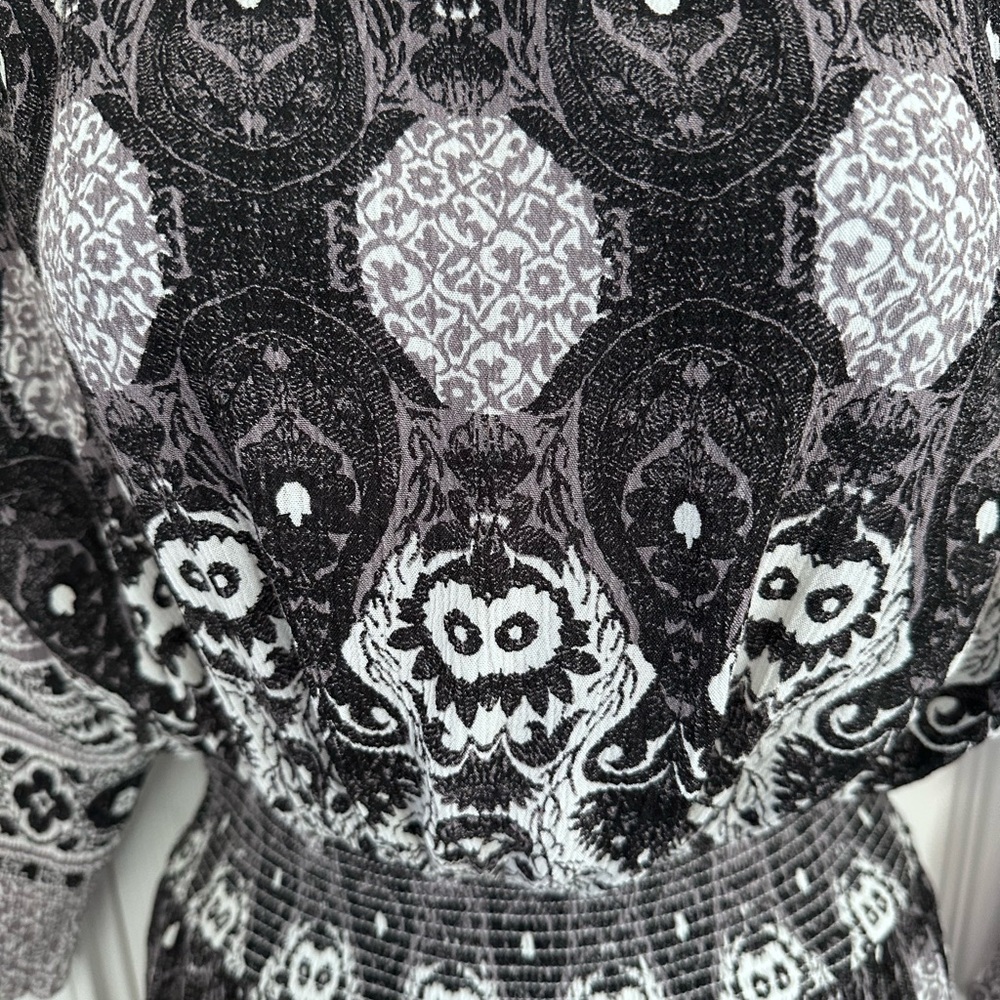 Free People Black and White Patterned Midi Dress - Picture 3 of 4